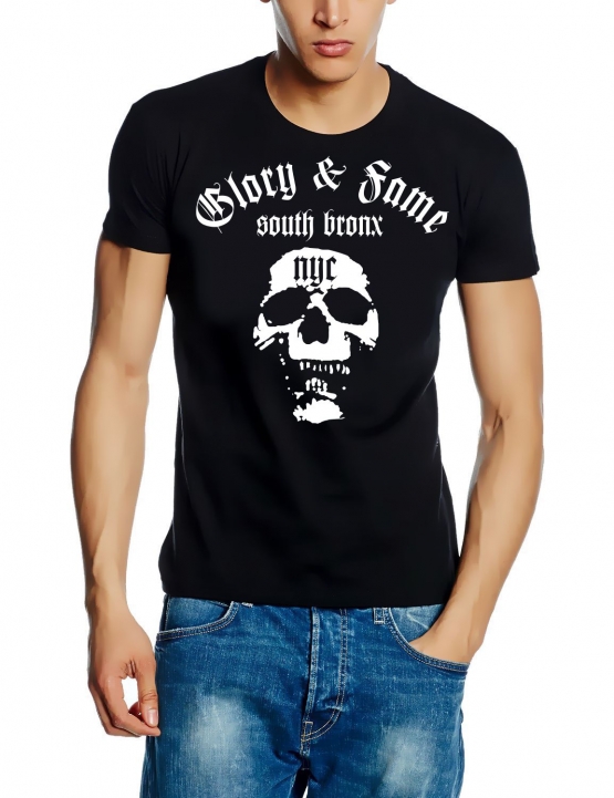 south bronx NYC t-shirt skull Deadhead SCHW./WEISS