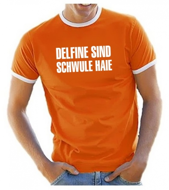 DELFINE SIND SCHWULE HAIE - RINGER T-SHIRT -