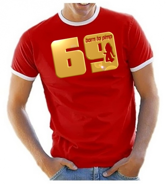 69 born to pimp - T-SHIRT - Druck in Gold - RINGER