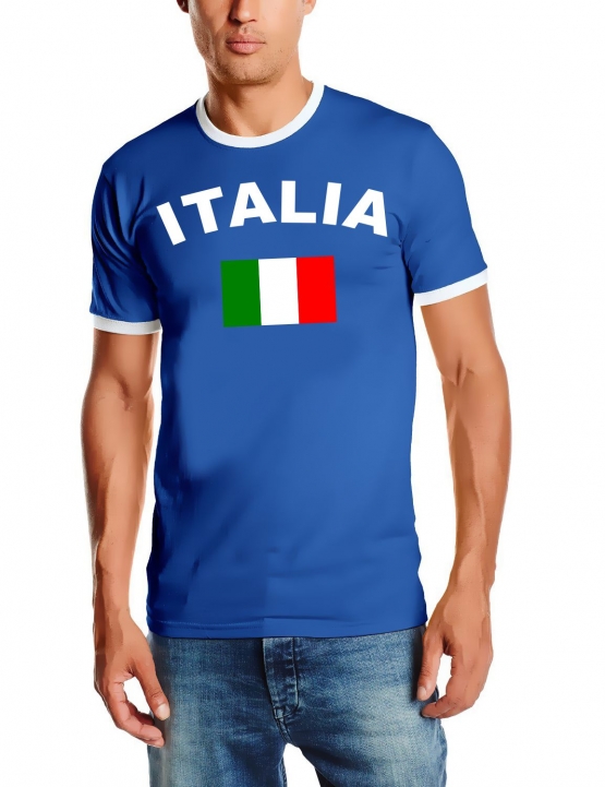 ITALIA - ITALIEN Fußball T-Shirt royalblau RINGER S M L XL XXL