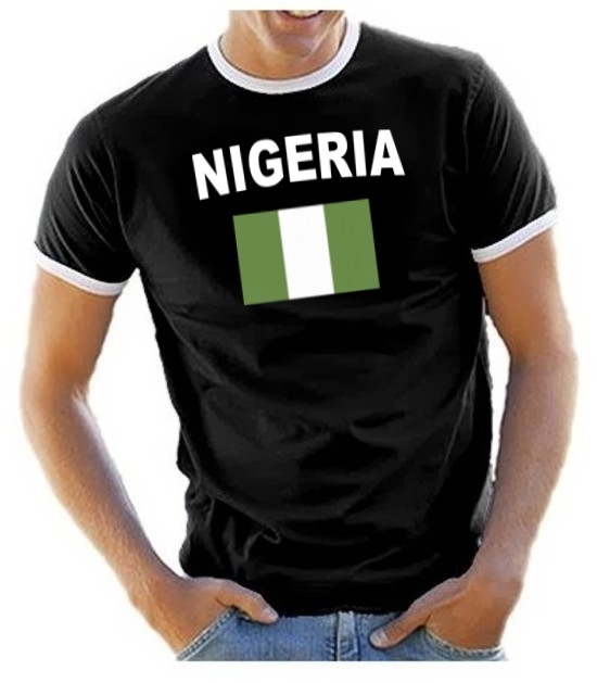 NIGERIA - NIGERIEN Fußball T-Shirt schwarz RINGER S M L XL XXL