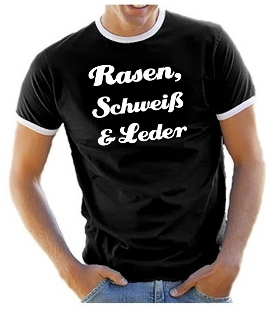 RASEN, SCHWEIß & LEDER Fußball T-Shirt schwarz RINGER S M L XL X