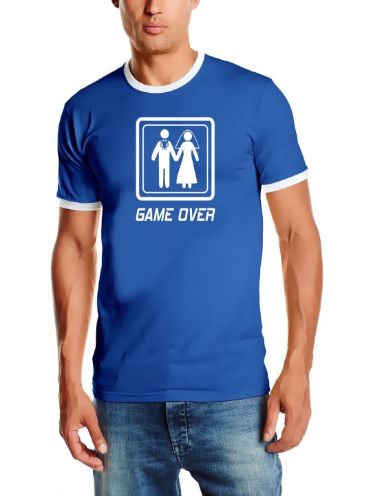 GAME OVER T-SHIRT RINGER S M L XL XXL