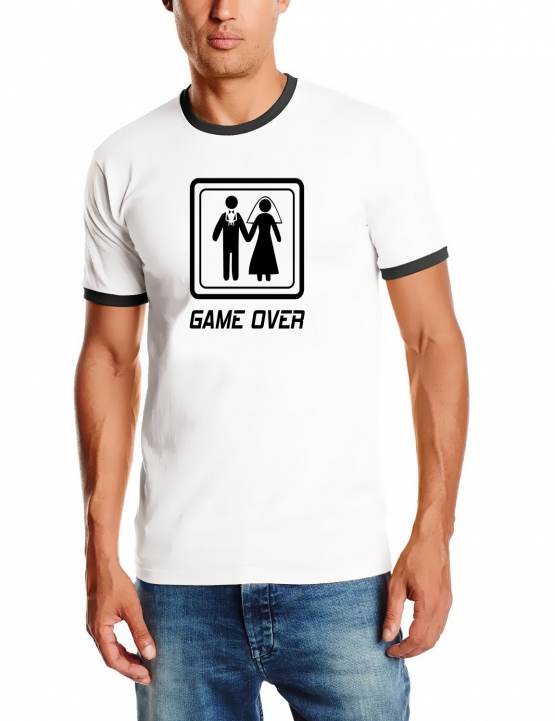 GAME OVER T-SHIRT RINGER S M L XL XXL