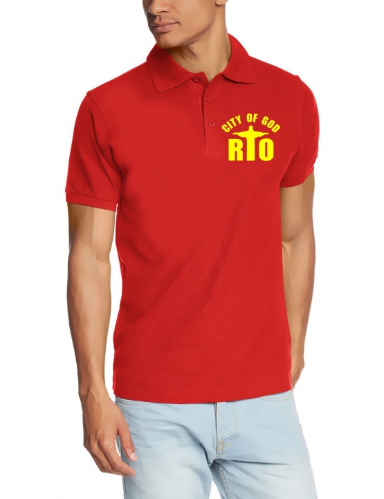 Rio city of God - POLOSHIRT vers. Farben vo+hi