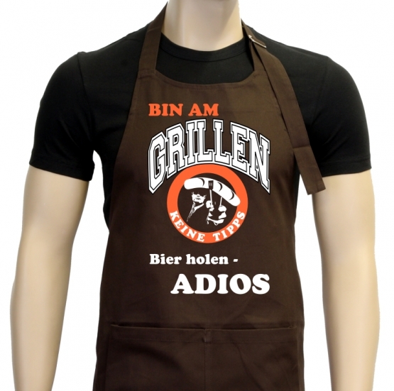 Bin am Grillen - Keine Tipps - Bier holen - ADIOS Grillschürze -