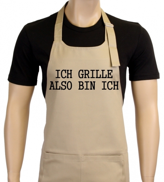 Ich grille - also bin ich ! Grillschürze Sokrates in vers. Farbe