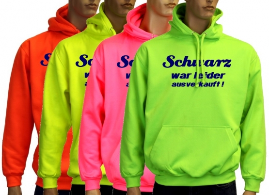 Schwarz war leider ausverkauft ! NEON SWEATSHIRT mit Kapuze HOOD