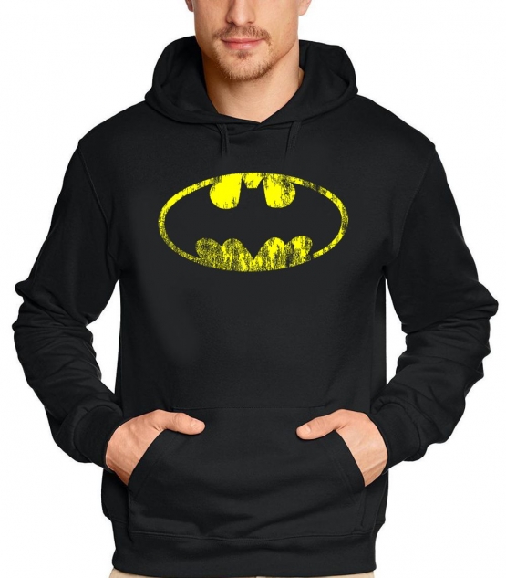 BATMAN HOODIE Vintage Logo schwarz -  Sweatshirt mit Kapuze, GR.