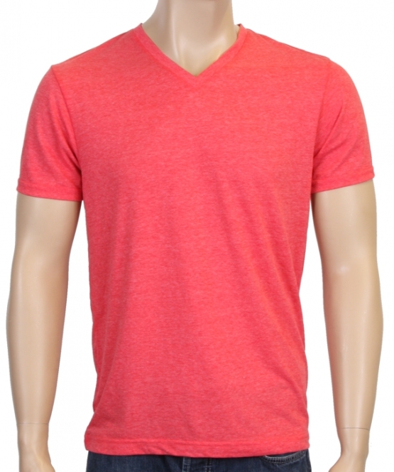 V-NECK Shirt melliert Blau Rot oder Grau S M L XL XXL