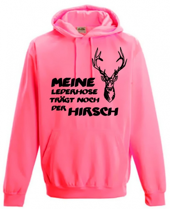 Meine Lederhose trägt noch der Hirsch - NEON HOODIE Oktoberfest