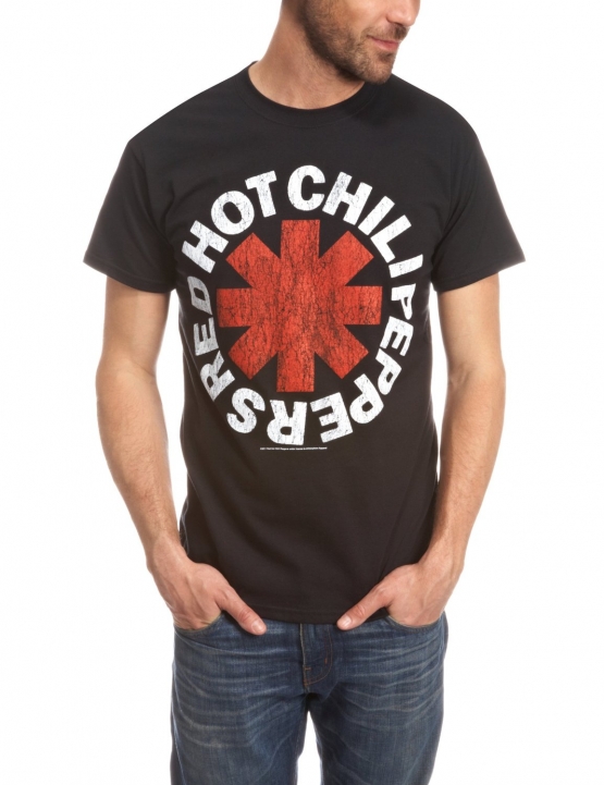 RHCP red hot chilli peppers ASTERISK distressed, Herren, schwarz