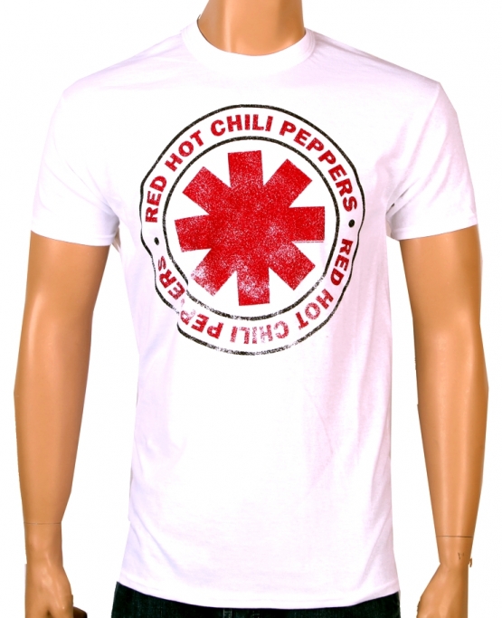 RHCP red hot chilli peppers ASTERISK distressed, Herren, weiß, T