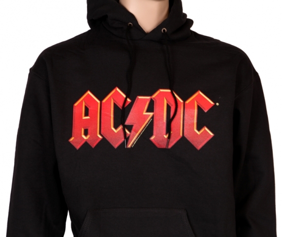 AC/DC - RED LOGO - HOODIE SWEATSHIRT KAPUZE T-Shirt, Schwarz - S