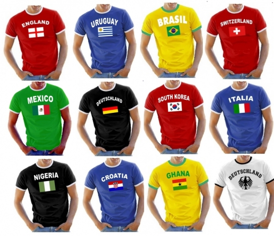 WM 2014 Fußball alle Nationen T-Shirt Ringer S-XXL Div. Farben