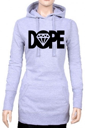 DOPE Long Hoodie - Sweatshirt mit Kapuze Damen diverse Farben Gr