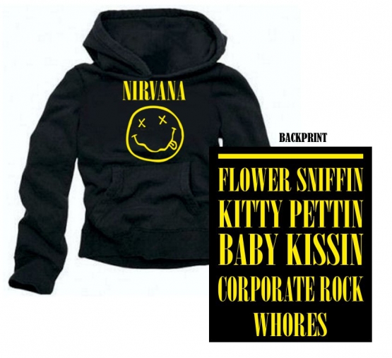 NIRVANA SMILEY schwarz Druck vorne + hinten  - HOODIE - S M L XL