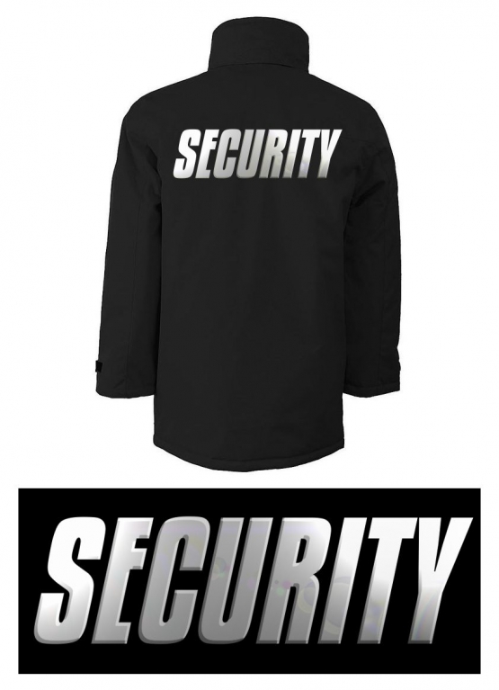 SECURITY - JACKE - reflektierende Folie XS - 4XL Druck vorne und