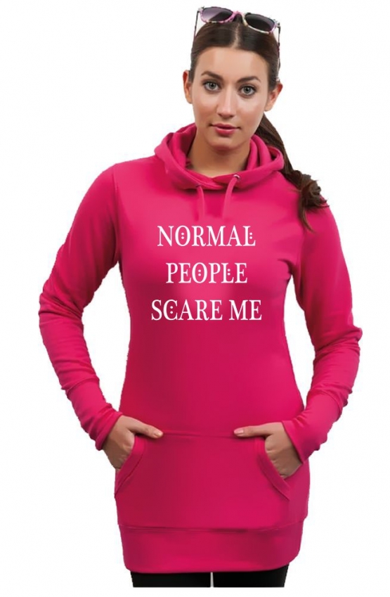 NORMAL PEOPLE SCARE ME ! Long Hoodie diverse Farben Gr.XS S M L