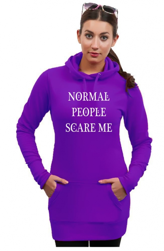 NORMAL PEOPLE SCARE ME ! Long Hoodie diverse Farben Gr.XS S M L