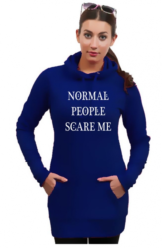 NORMAL PEOPLE SCARE ME ! Long Hoodie diverse Farben Gr.XS S M L