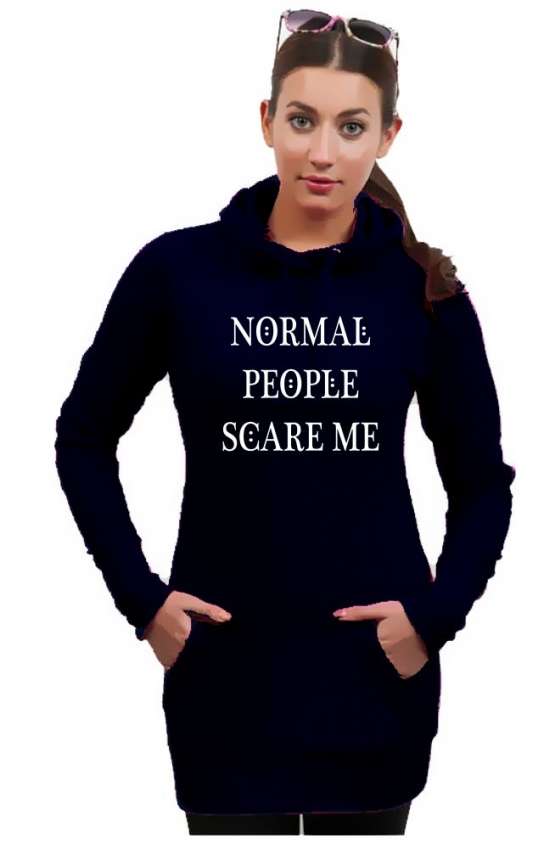 NORMAL PEOPLE SCARE ME ! Long Hoodie diverse Farben Gr.XS S M L