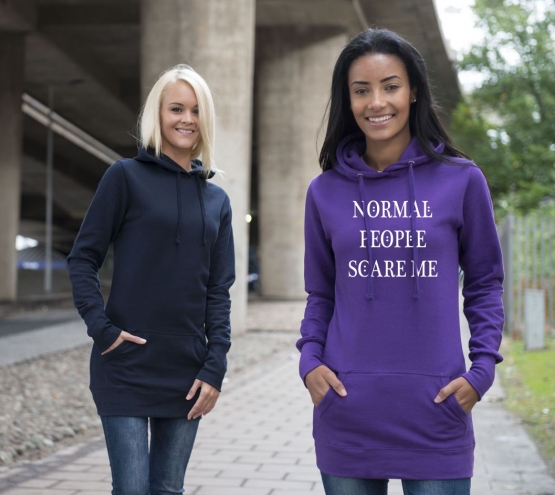 NORMAL PEOPLE SCARE ME ! Long Hoodie diverse Farben Gr.XS S M L