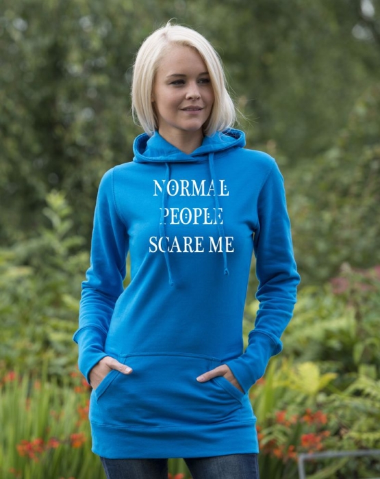 NORMAL PEOPLE SCARE ME ! Long Hoodie diverse Farben Gr.XS S M L