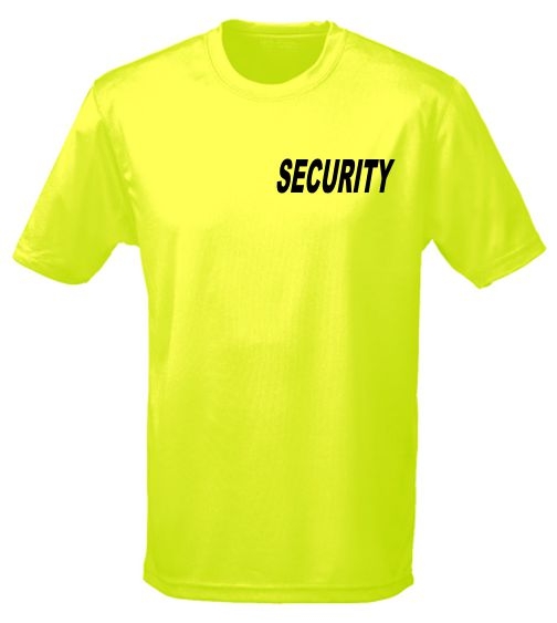 SECURITY Neonshirt - T-Shirt Druck vorne + hinten - SECURITY gel