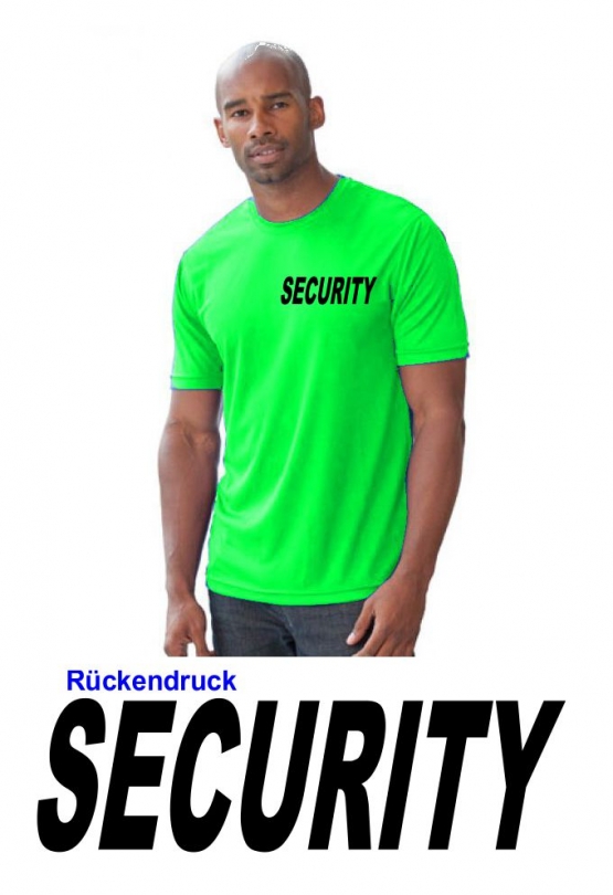 SECURITY Neonshirt - T-Shirt Druck vorne + hinten - SECURITY gel