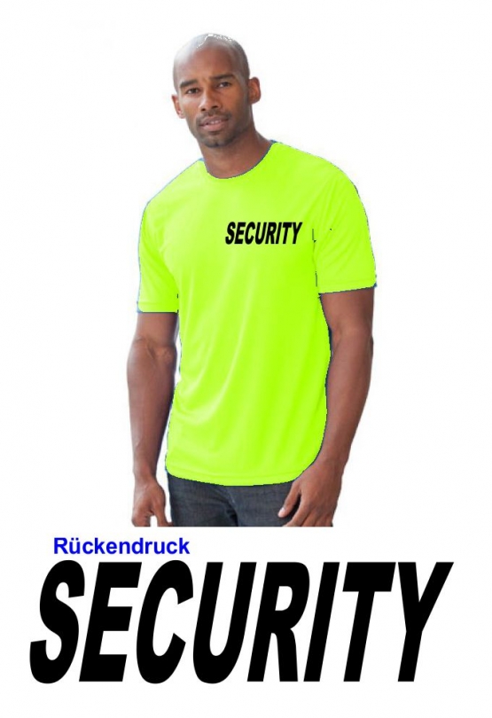 SECURITY Neonshirt - T-Shirt Druck vorne + hinten - SECURITY gel