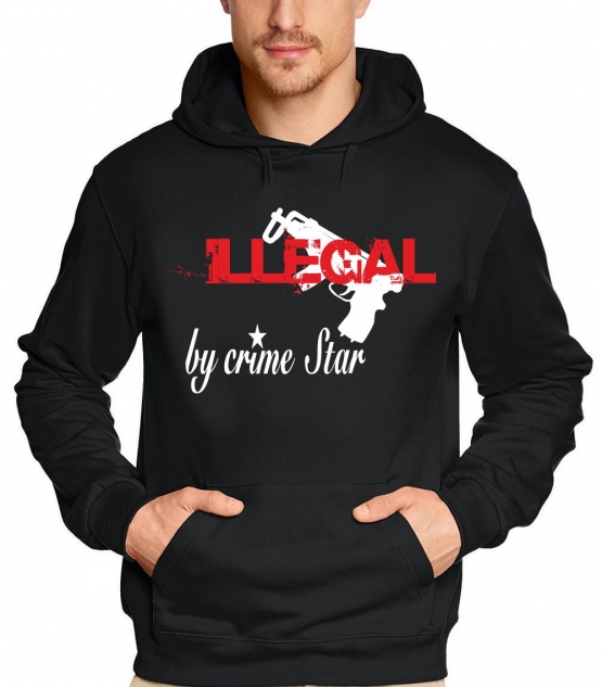 ILLEGAL by crime star HOODIE schwarz S M L XL XXL