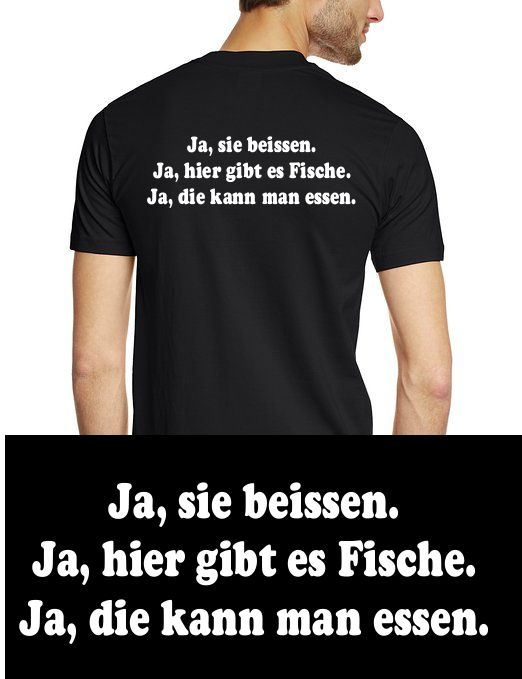 Anglershirt! Ja sie beissen, ja, hier gibt es Fische T-Shirt! S 