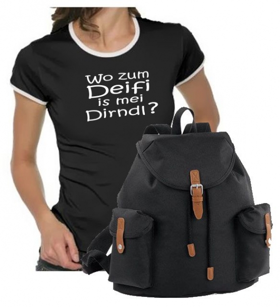 Oktoberfest T-Shirt + Vintage Rucksack ! Wo zum Deifi is mei Dir