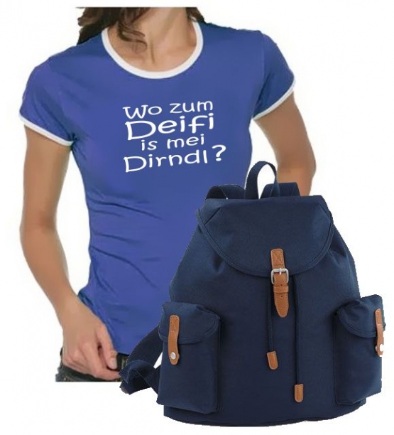 Oktoberfest T-Shirt + Vintage Rucksack ! Wo zum Deifi is mei Dir