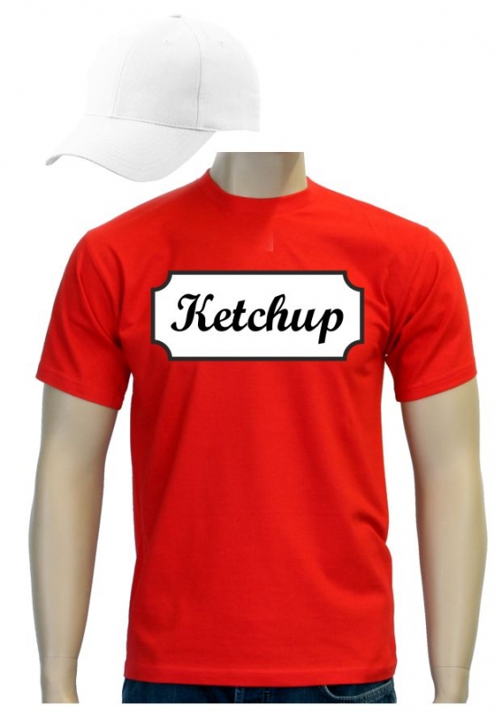 KETCHUP LOGO T-SHIRT + CAP KOSTÜM KARNEVAL FASCHING - S M L XL 2