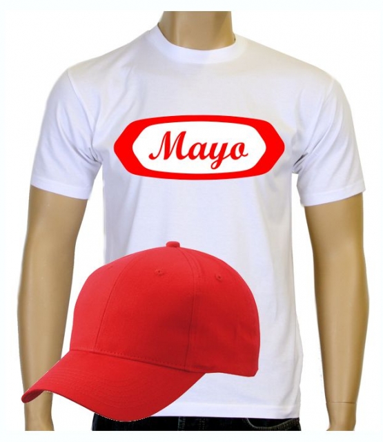 MAYO LOGO T-SHIRT + CAP KOSTÜM KARNEVAL FASCHING - S M L XL 2XL 