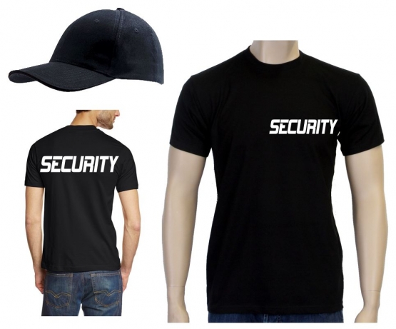 SECURITY - T-Shirt + CAP ! schwarz S M L XL 2L 3XL 4XL 5XL Druck