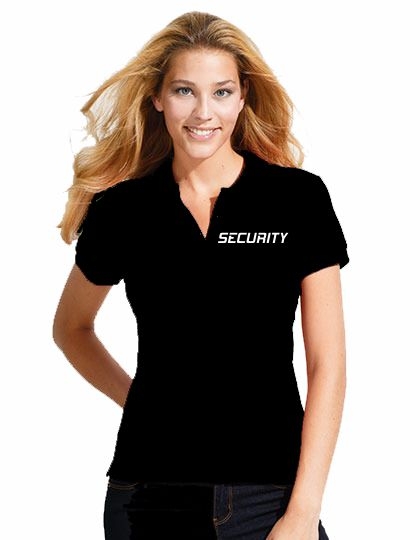 SECURITY - Damen Poloshirt + CAP ! Set schwarz S M L XL 2XL Druc