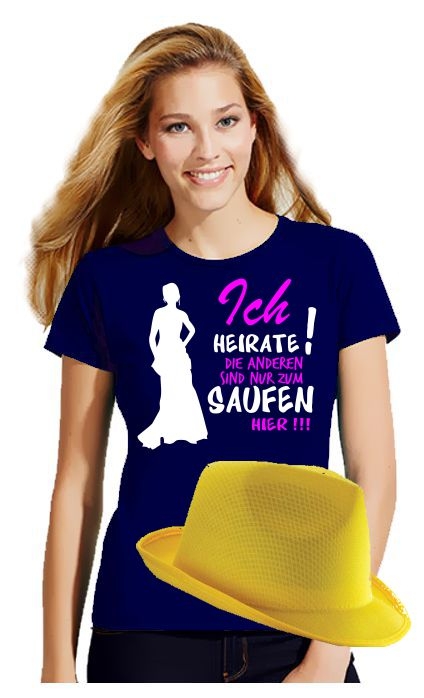 JUNGGESELLINNENABSCHIEDS KOMBI: T-SHIRT + HUT | BRAUT UND FREUND