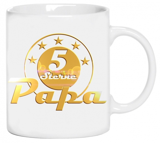 PAPA Becher ! 5 Sterne PAPA ! Gold  coole-fun-t-shirts Becher we