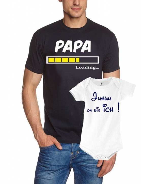 PAPA T-SHIRT + STRAMPLER - Set zur Geburt Vater und Baby - Papa