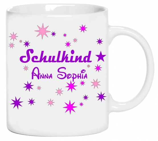 Schulkind mit Namen ! Mädchen Schulanfang ! Kakao Becher Schule 