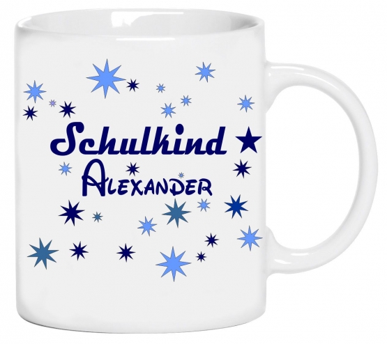 Schulkind mit Namen ! Jungen Schulanfang ! Kakao Becher Schule  