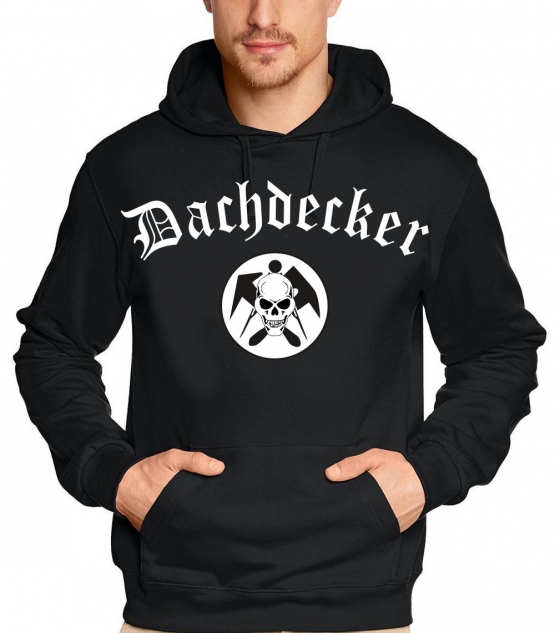 DACHDECKER roofing skull T-Shirt oder Kapuzensweatshirt, schwarz