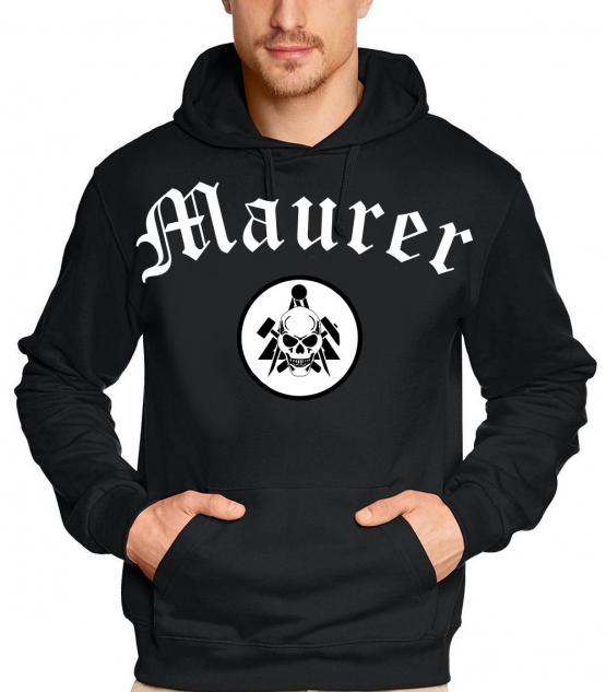 MAURER brick skull T-Shirt oder Kapuzensweatshirt, schwarz Gr.S