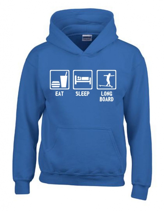 EAT SLEEP LONGBOARD Kinder Sweatshirt mit Kapuze HOODIE Kids Gr.