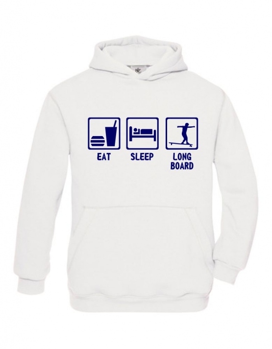 EAT SLEEP LONGBOARD Kinder Sweatshirt mit Kapuze HOODIE Kids Gr.