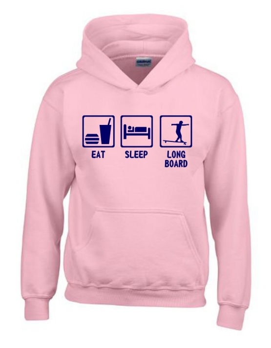 EAT SLEEP LONGBOARD Kinder Sweatshirt mit Kapuze HOODIE Kids Gr.