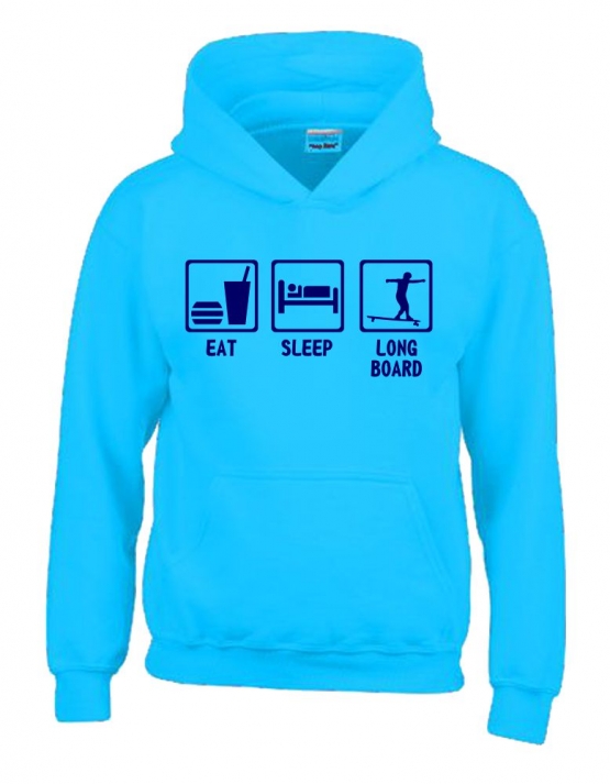 EAT SLEEP LONGBOARD Kinder Sweatshirt mit Kapuze HOODIE Kids Gr.